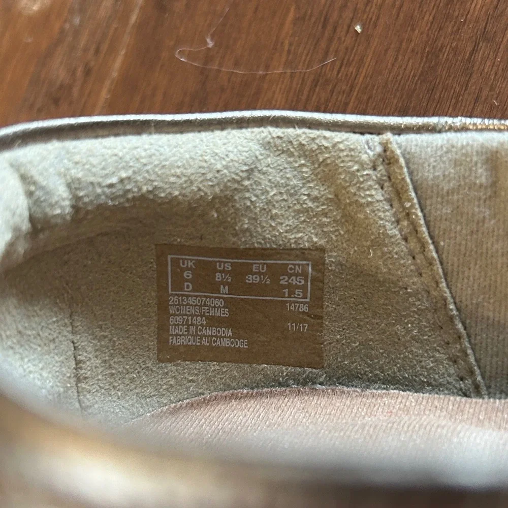 Clarks Danelly Molly Loafers Womens Pewter Metallic Leather Espadrille 8.5M